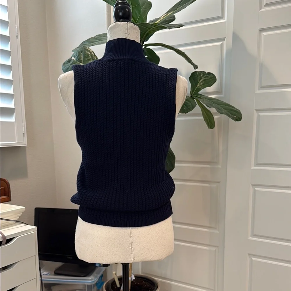Women's Navy Sleeveless Sweater - Picture 3 of 5